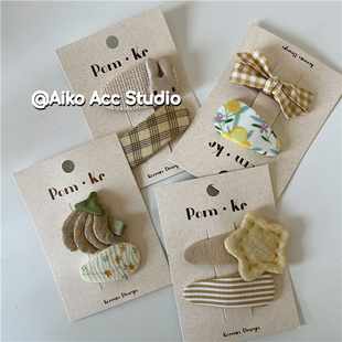 春夏奶咖系布艺发夹 韩国儿童新款 AIKO ACC