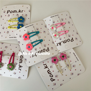 彩色手工刺绣小花朵发夹BB夹刘海夹 新款 AIKO ACC韩国儿童冬季