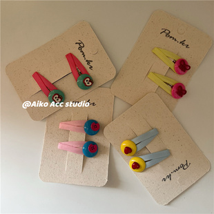 AIKO 多巴胺苹果爱心蝴蝶结侧边夹碎发夹压夹 ACC韩国儿童新款