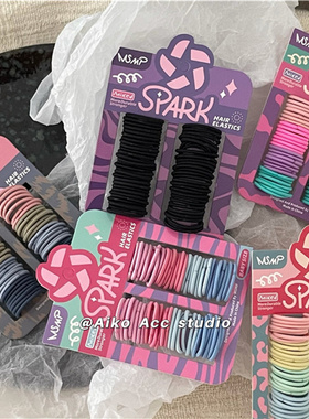 AIKO ACC韩国儿童 新款彩色卡片套装小皮筋基础发绳