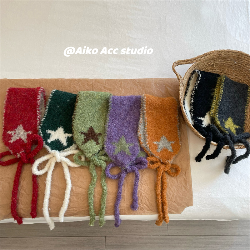 AIKO ACC韩国儿童秋冬新款星星针织绒线保暖护耳包保暖男女童