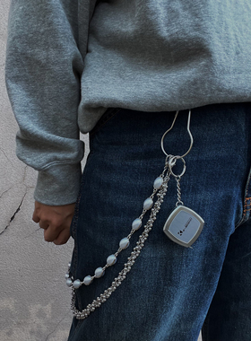 cleanfit金属珍珠腰链男配饰y2k复古朋克酷裤链女美式嘻哈高街