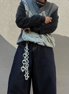 cleanfit裤子配饰珍珠月亮挂件装饰腰间挂饰男复古亚文化挂链嘻哈