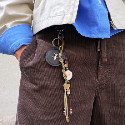 原创手工复古陶瓷麂皮包挂件