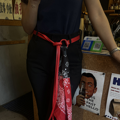 原创复古细腰带女丝巾腰花配饰