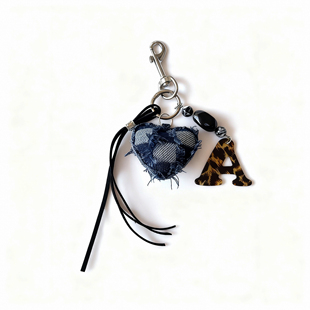 原创cleanfit牛仔爱心包包挂件手工串珠绳腰间挂饰复古钥匙扣配饰