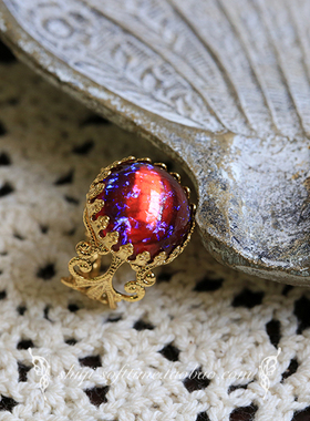 vintage美产古法龙息石戒指