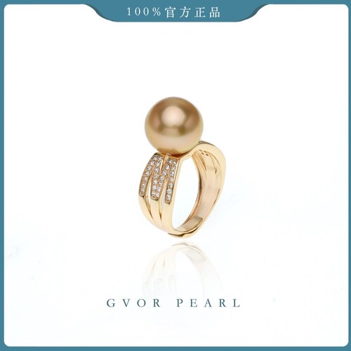 正品 浓金大颗粒丨海水金珍珠戒指 12-13MM C1606