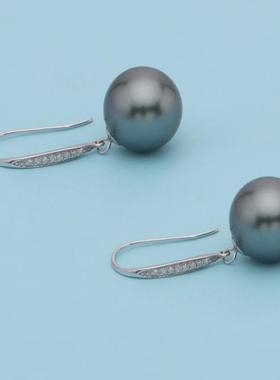 18K白钻石款海水大溪地耳钩9-10mm C583