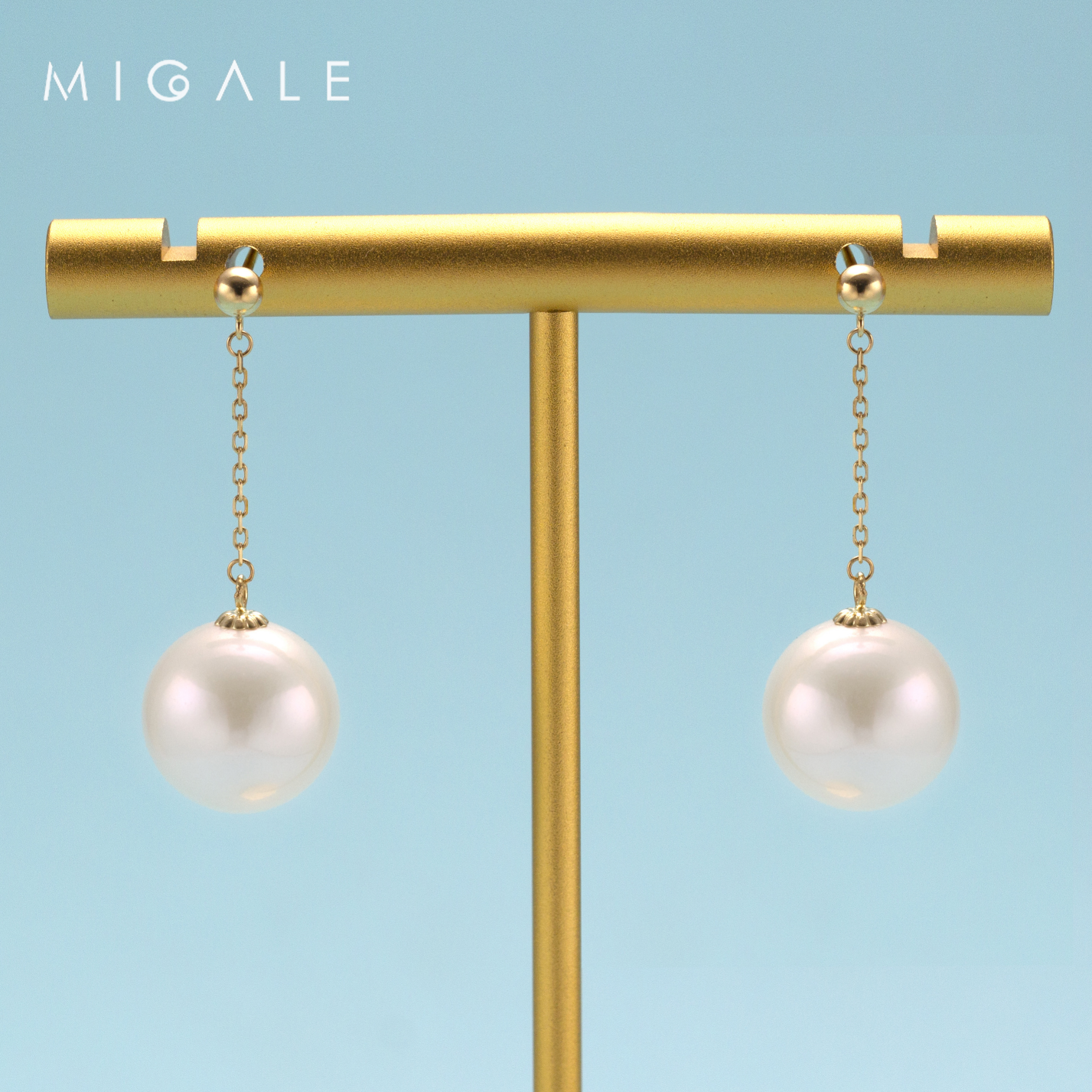 正品 柜台高定丨11-12mm G18K白珍珠金豆耳线  C947