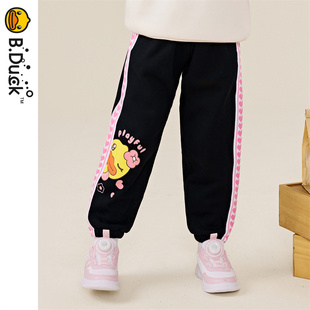 保暖可爱百搭男童 长裤 B.Duck小黄鸭童装 女童加绒冬季