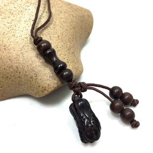 黑桃木雕刻白菜手机链小挂件饰品百财男女木雕创意礼品