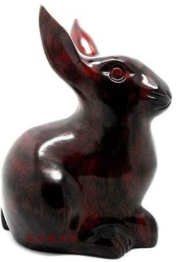 泰山肥城桃十二木生肖立体兔摆件办公客厅家居饰品