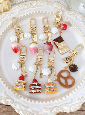 日系奶油草莓巧克力蛋糕碱水包手账本挂件钥匙扣airpods食玩Qpot