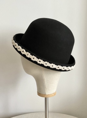 Seem冒似「暮色」复古羊毛礼帽女英伦爵士风文艺卷边帽秋冬季小众