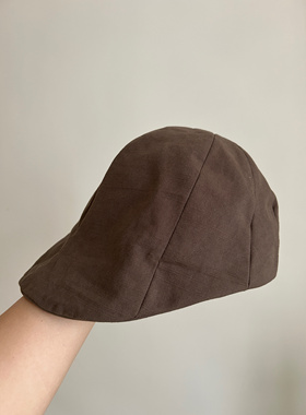 显脸小前进帽时髦小众马术帽加深帽身素颜遮脸车夫帽百搭鸭舌帽