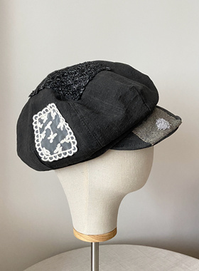 Seem冒似「瓜序」手工贴布镂空报童帽文艺复古帽子棉麻休闲自然系