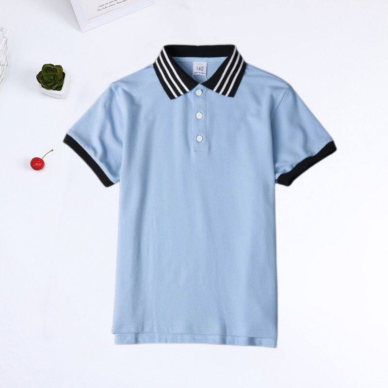 重庆市万州高级中学男女童夏季校服浅蓝t恤短袖学生polo衫运动服
