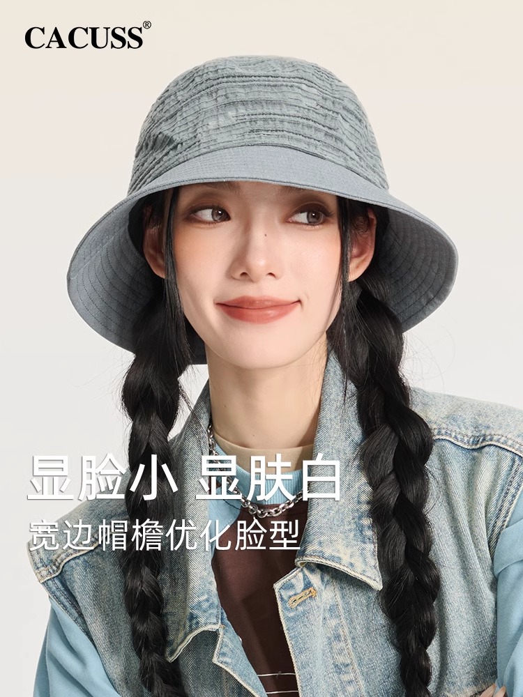 Cacuss帽子女春夏新品褶皱渔夫帽