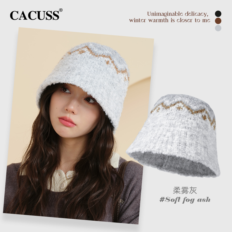 CACUSS秋冬季女民族风针织渔夫帽