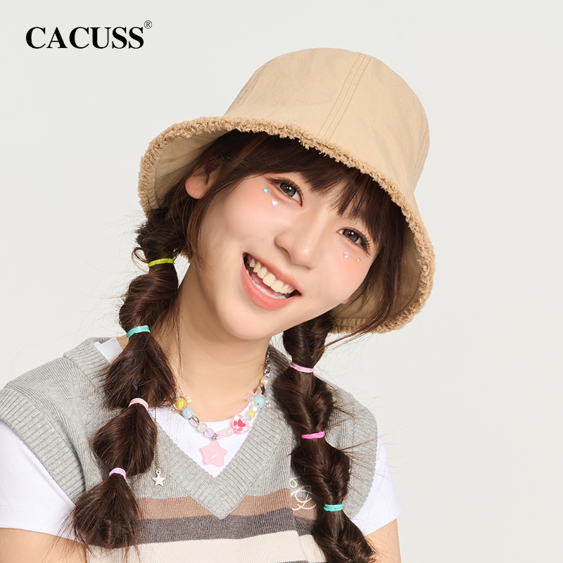 CACUSS帽女春夏季新款毛边渔夫帽
