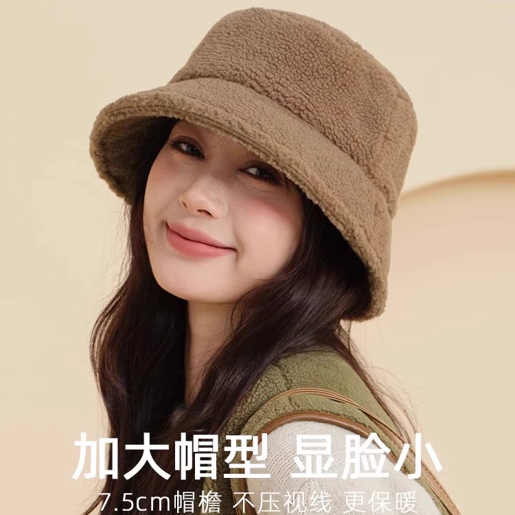 CACUSS帽子女秋冬新款纯色羊羔毛