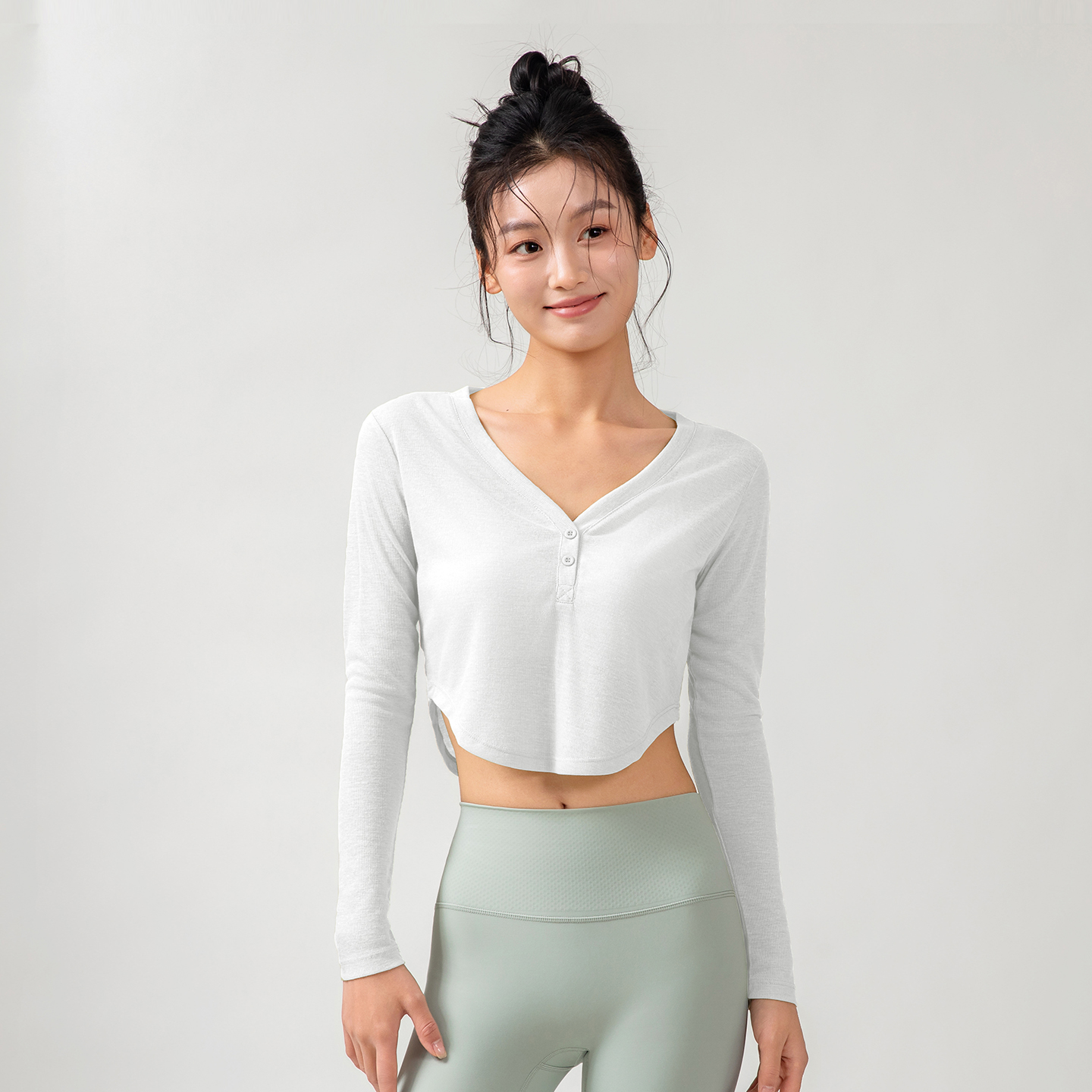 短款运动上衣显瘦跑步训练长袖