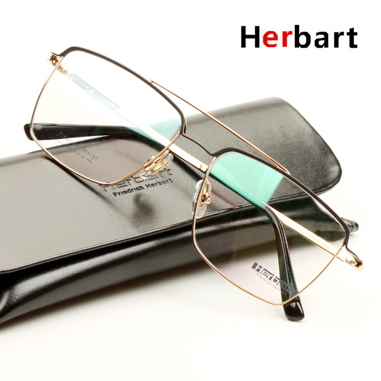 款Herbart 菲尔巴特 纯钛全框双梁眼镜框士近视眼镜架7184