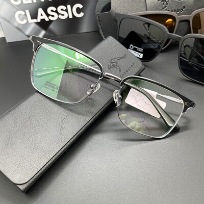 KANGAROO袋鼠纯钛磁眼镜框套镜全框商务近视墨镜眼镜架KP323-3104