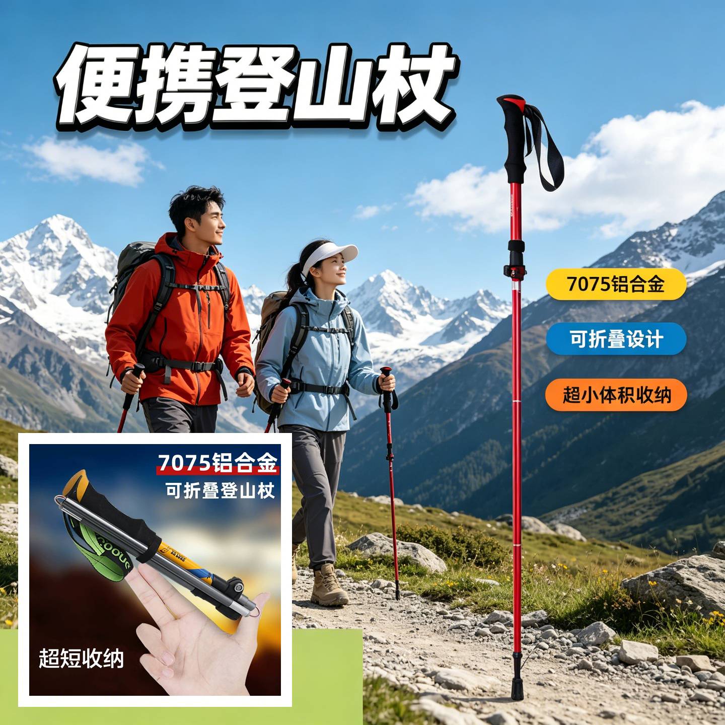 登山杖轻便折叠女手杖超轻伸缩