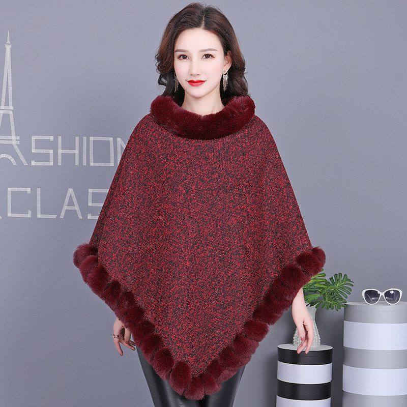 2026毛毛冬季新款欧美名媛斗皮草女复古披肩围巾仿獭兔毛套巾穿毛