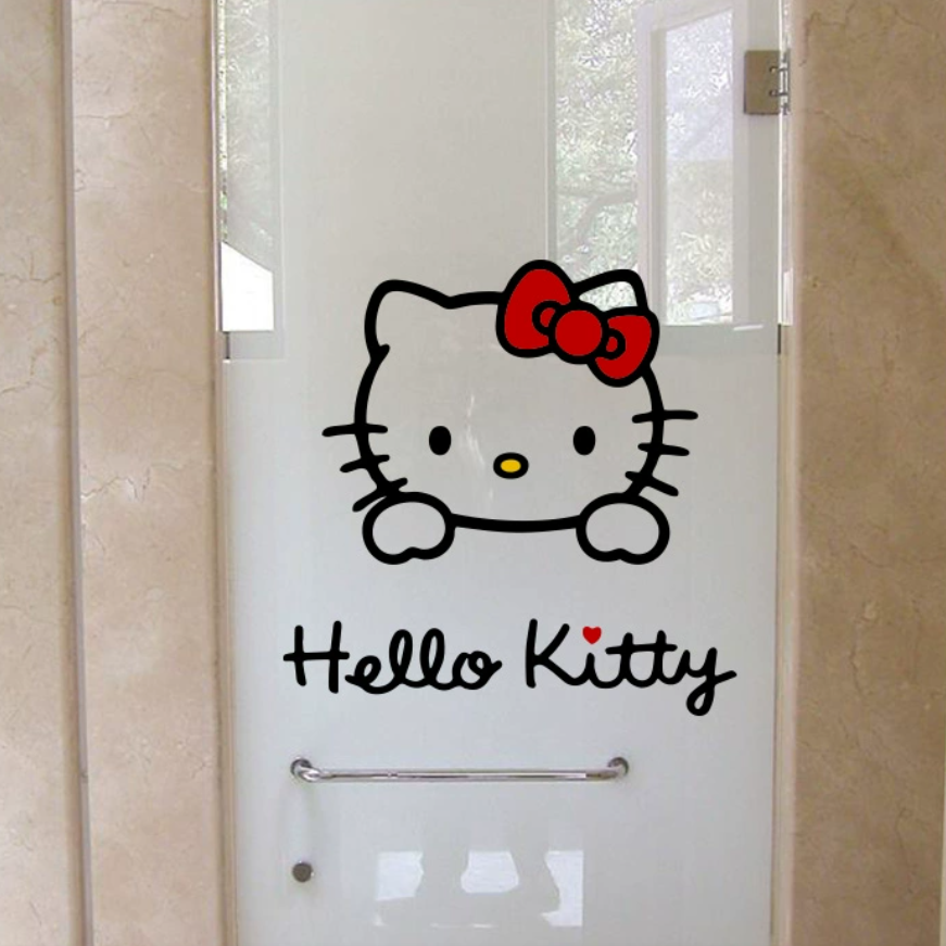 HelloKitty凯蒂猫卡通墙贴自粘贴纸装饰画楼梯玻璃贴画浴室门贴图片