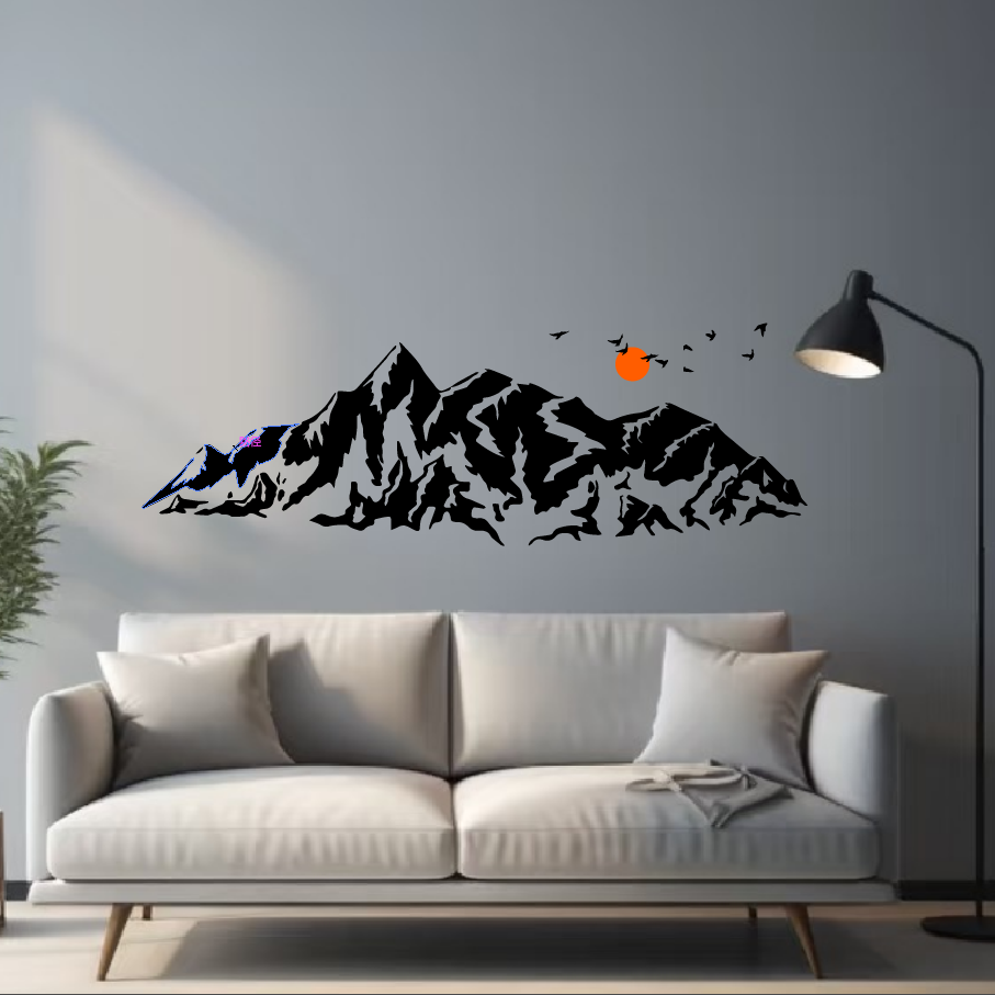 雪山客厅沙发墙贴画卧室床头贴画玄关走廊贴画房车贴纸装饰画定制图片