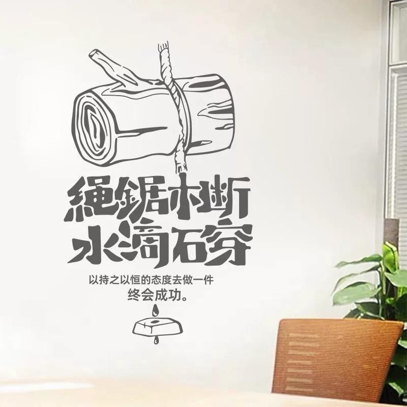恒心毅力办公室励志文化墙贴纸创意个性图书馆书房背景装饰贴画