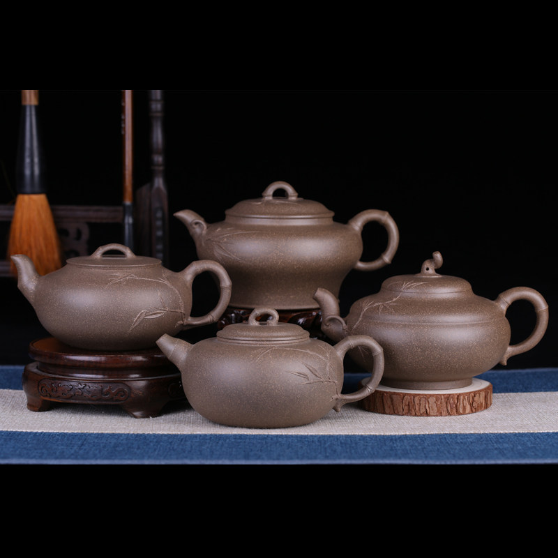 竹福/清风竹/竹报平安/扁竹 高工贾益芳全手工原矿老青段紫砂茶壶
