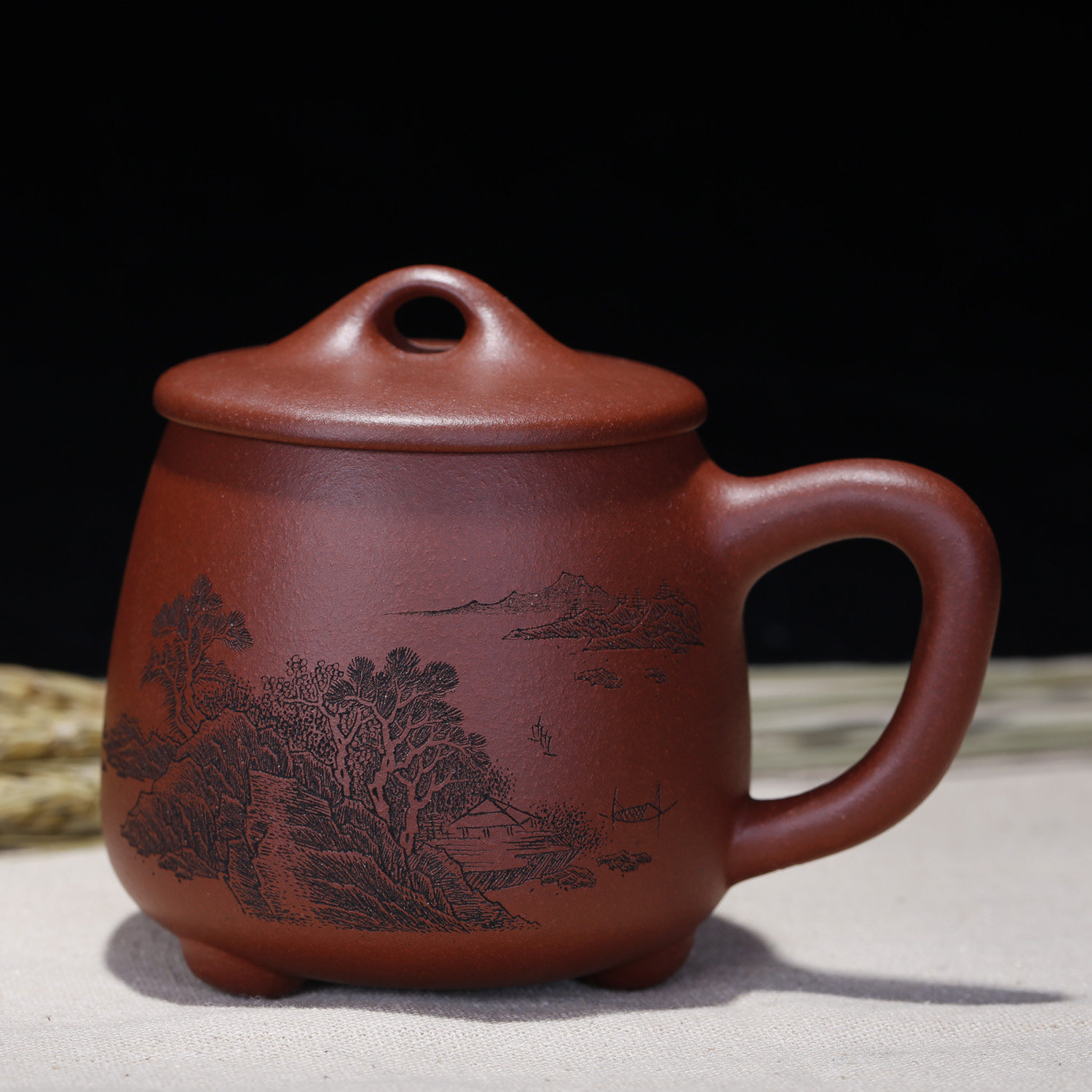 国工张宝东四方杯石瓢杯龙血砂正宗宜兴紫砂杯办公茶杯送老师