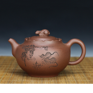 工艺美术员张玲玲十二生肖原矿底槽青收藏送礼宜兴紫砂壶单个