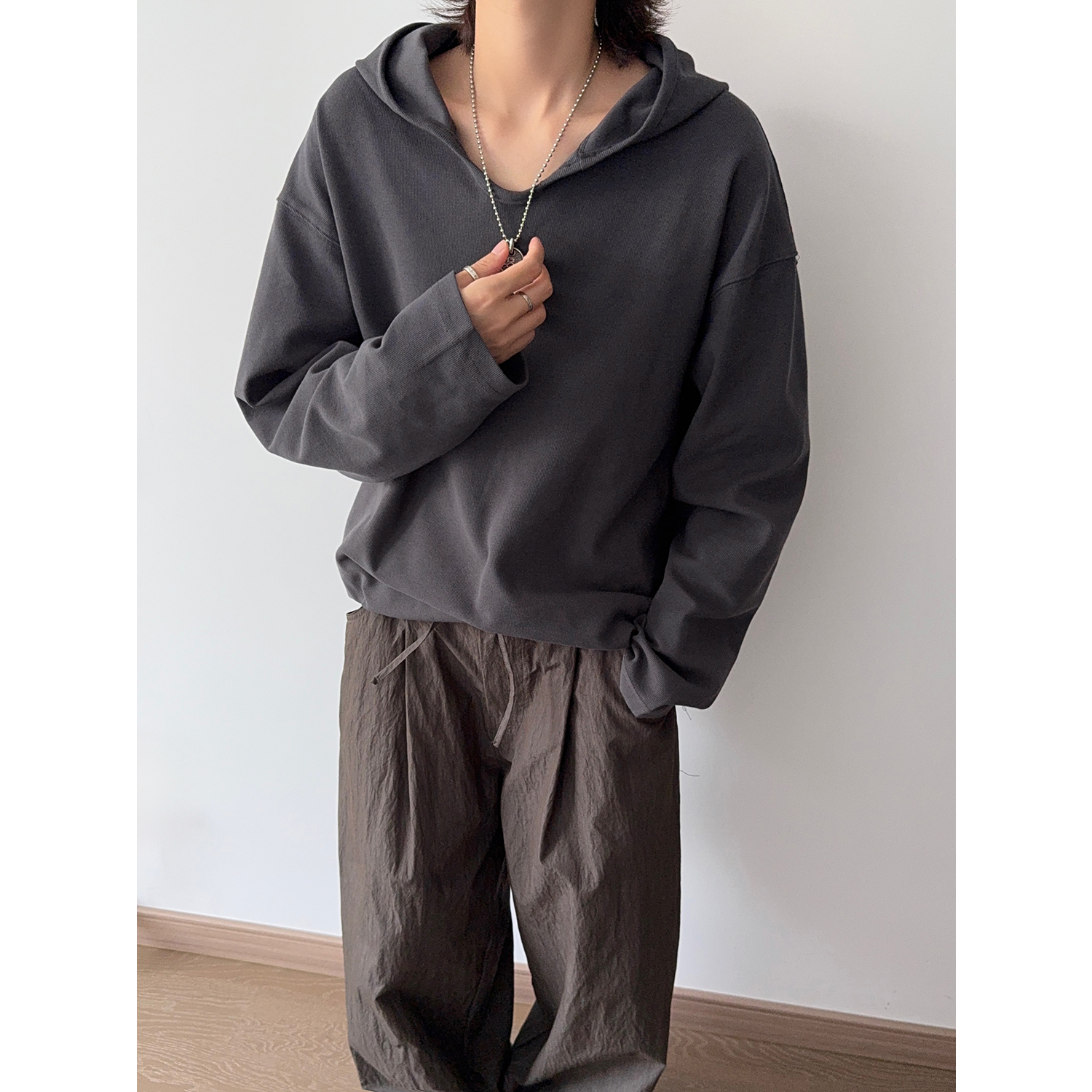 秋季韩系宽松连帽卫衣W355/P75，男装卫衣，电商A228