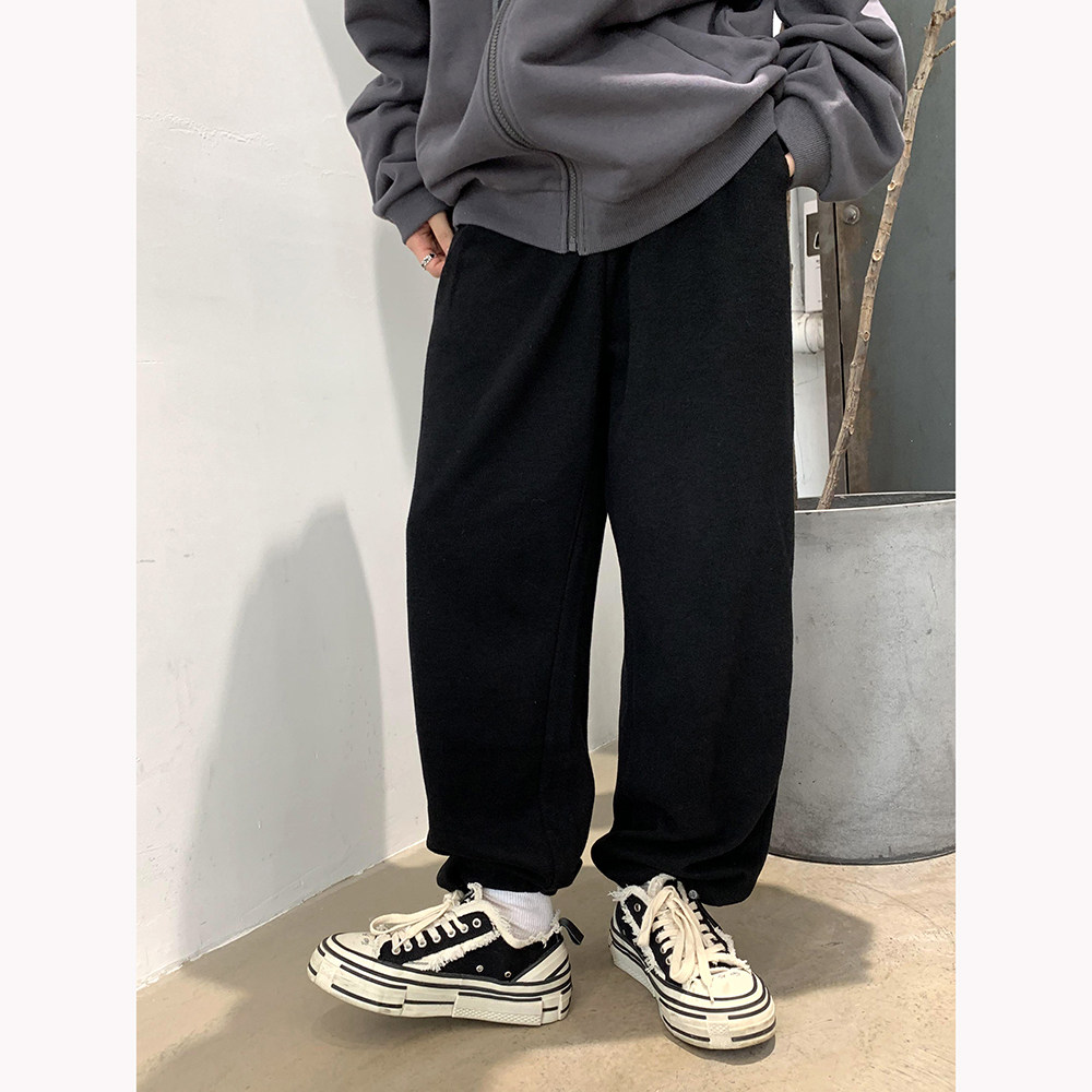 2025秋季韩版纯色小贴标针织卫裤中性风束脚休闲裤A228/K597/P68,男装休闲裤,电商A228