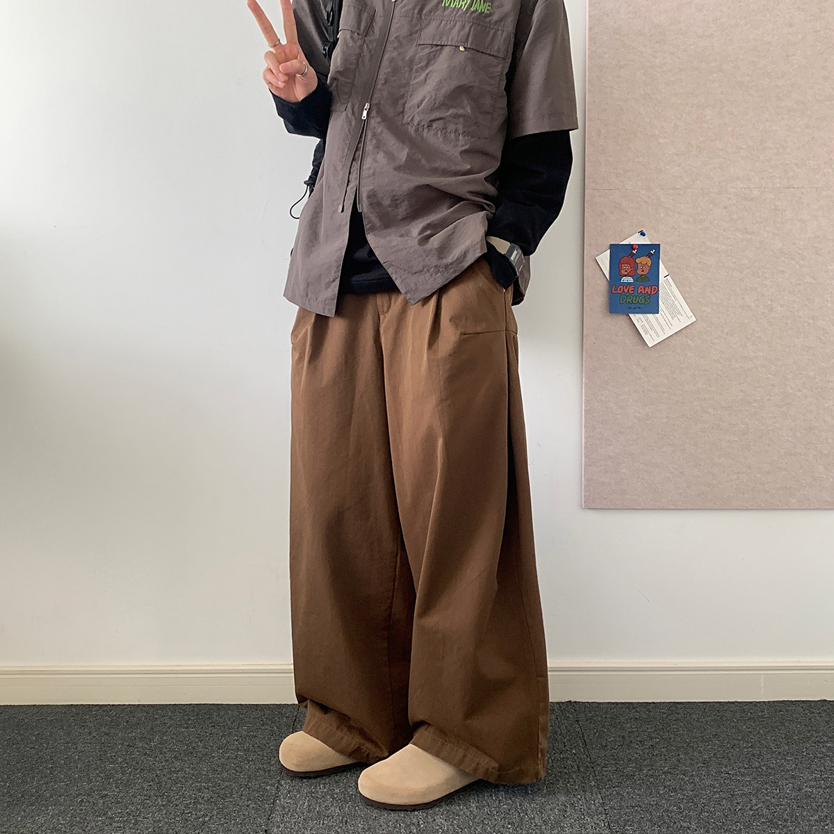 2025秋季纯色宽松阔腿裤直筒休闲裤A228/K635/P85,男装休闲裤,电商A228