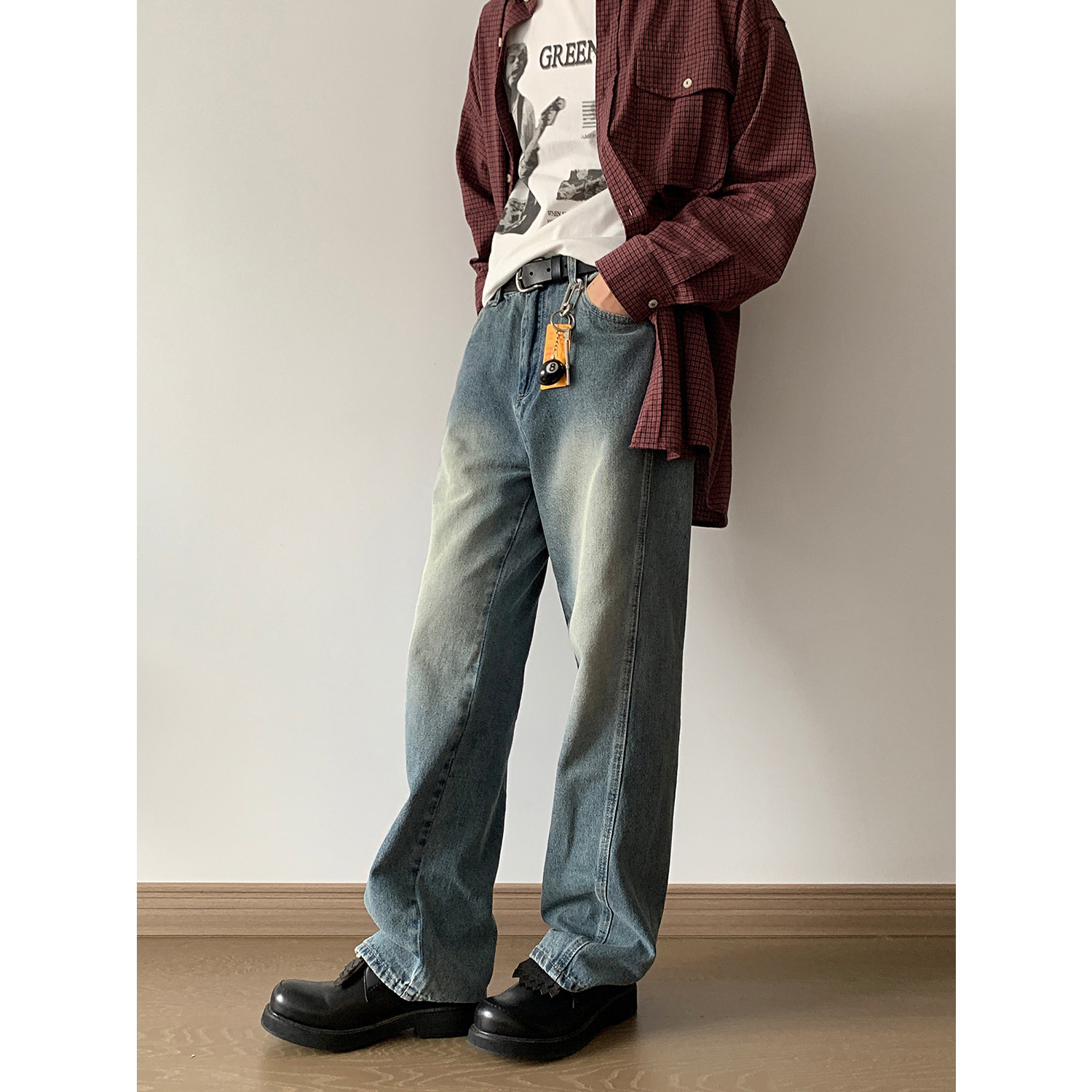 秋季复古做旧牛仔裤斜侧边长裤A228/K653/P78,男装牛仔裤,电商A228