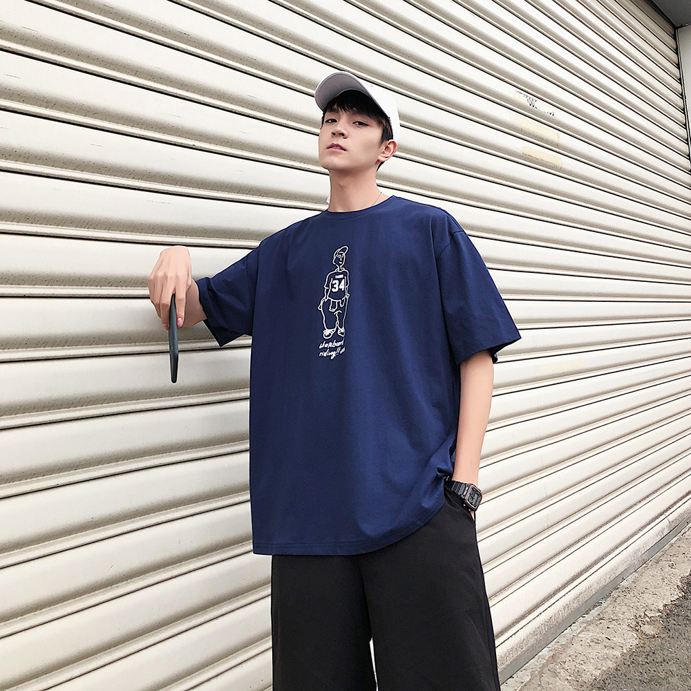 简约韩版卡通人物印花圆领T恤T808/P40,男装T恤,电商A228