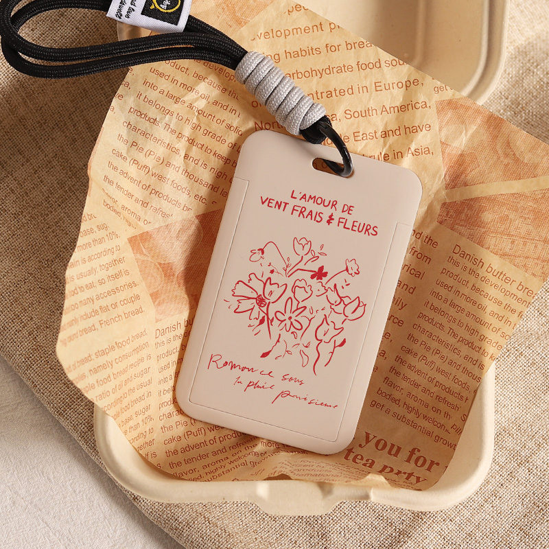 简约ins风花卉饭卡公交卡套校园卡保护套复古小众电动车钥匙卡套