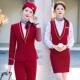 空姐制服职业套装 三件套红色铁航乘务美容师酒店工作服 高端春秋款