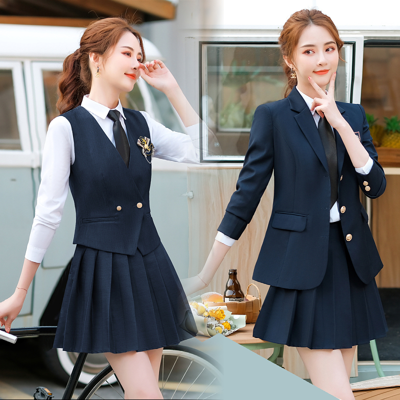 马甲制服百褶裙学院风西装JK套装