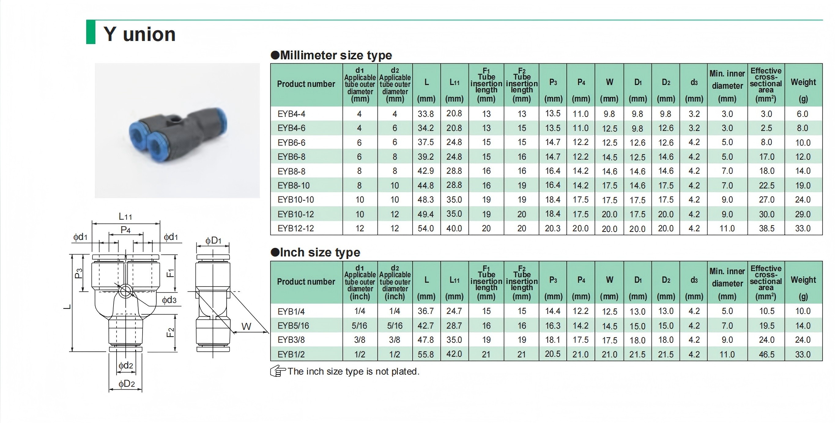 EYB8-10  NITTA MOORE 难燃性树脂接头Y型变径接头EYB8-10
