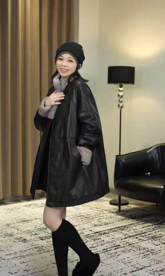2025新款高级感复古风立领全植鞣外套水貂领鹅绒皮衣百搭女2517