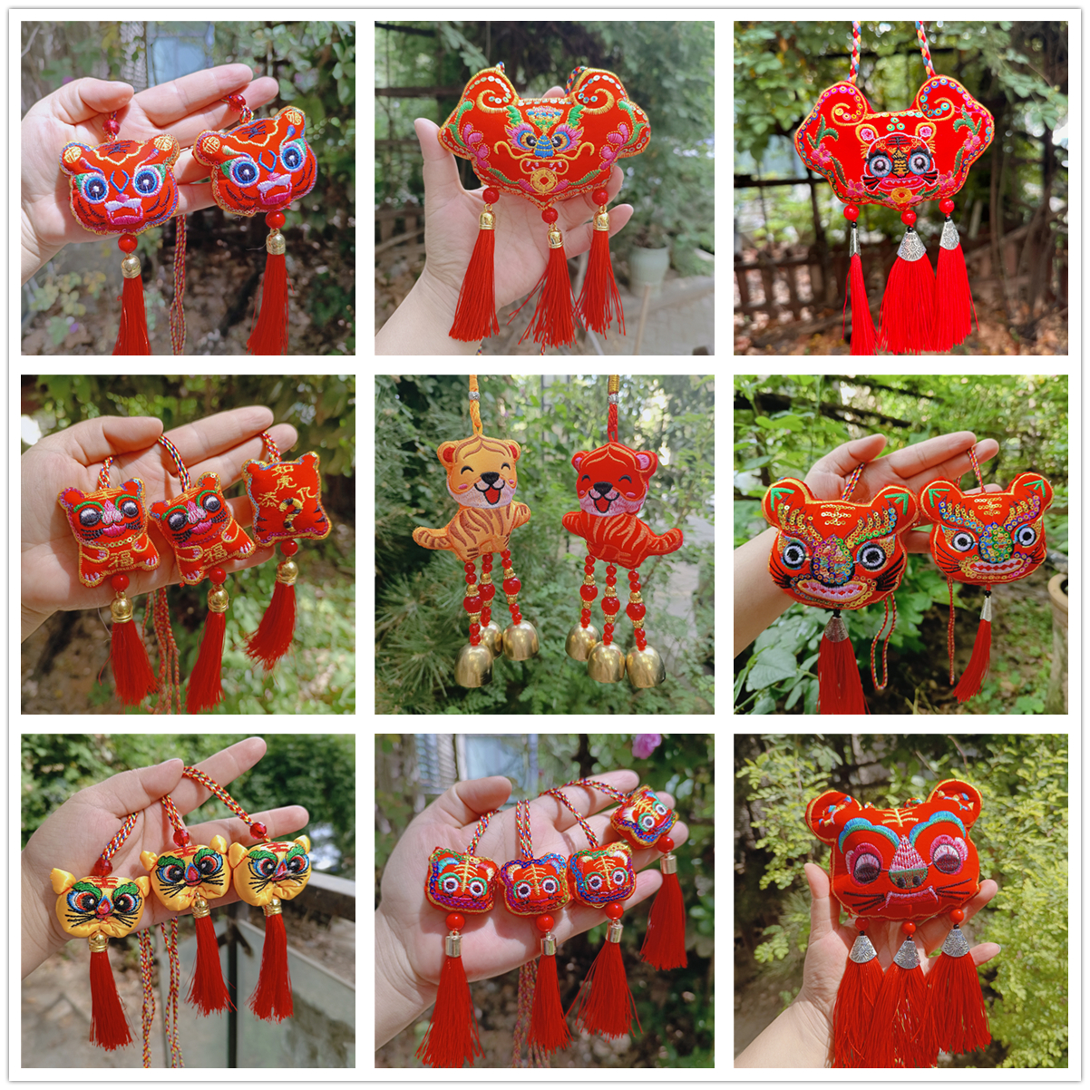 端午虎头长命锁刺绣流苏香包香囊