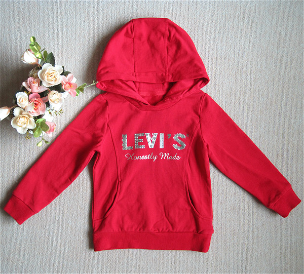 欧美风格弹性莱卡棉小毛圈水钻钮钉修身男女童卫衣 运动上衣