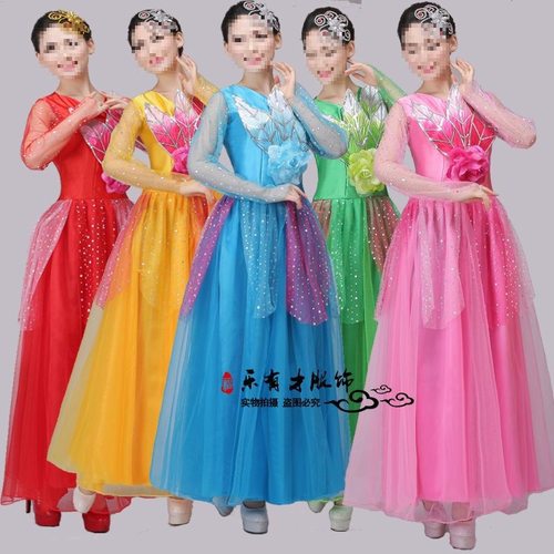 新款亮片大合唱演出服女长裙成人古筝表演服连衣裙合唱团服装